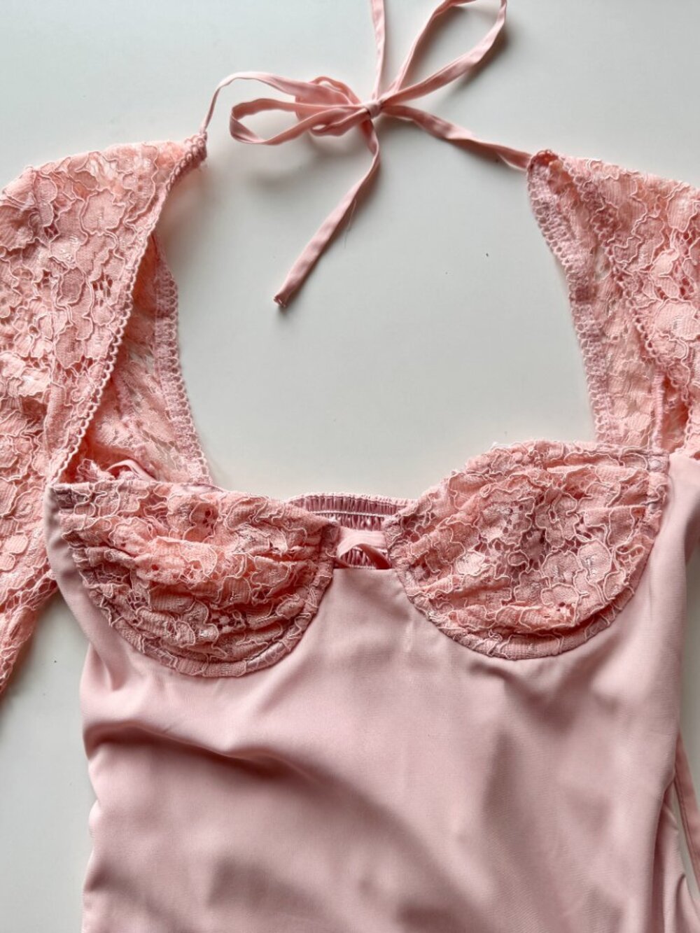 BABYBOO Jacinta Blush Pink Lace Flared Sleeve Corset Mini Dress, Size S - Picture 7 of 15